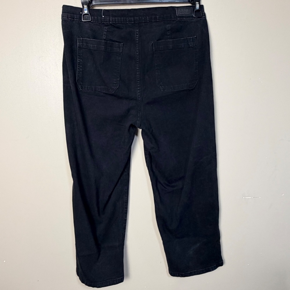 Nicole Miller Womens Nomad Jeans 12 Black Super High Rise Wide Leg Sailor Button - Picture 2 of 10